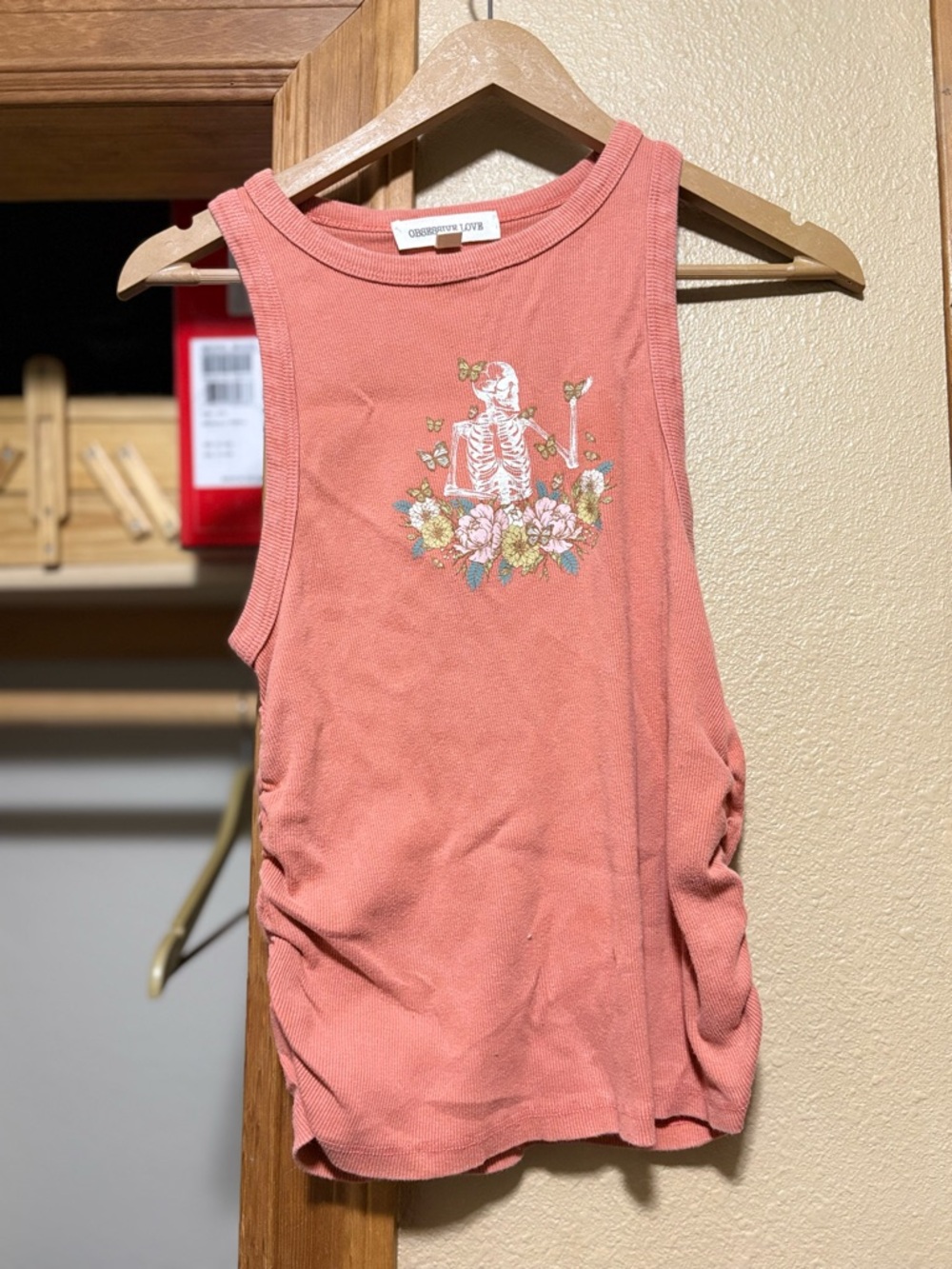 Obsessive Love Coral Ribbed Graphic Tank
